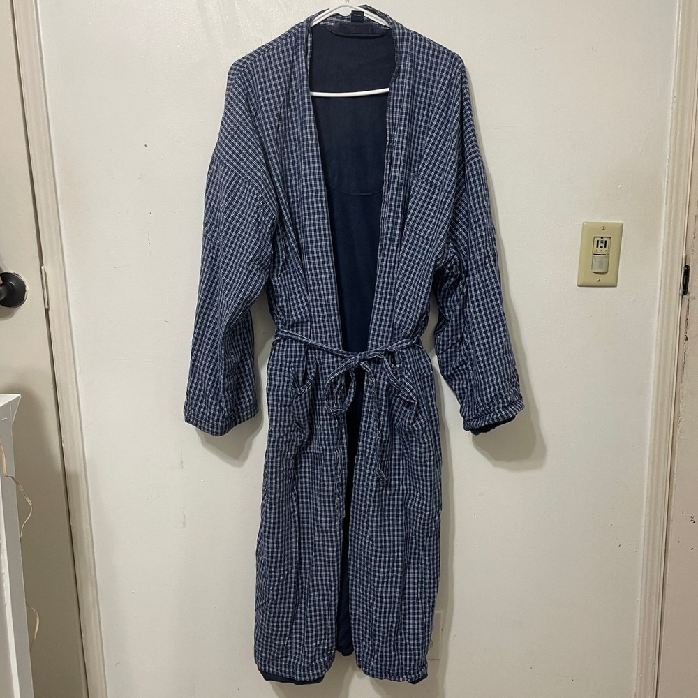 American Living Mens Plaid Robe Eagle One Size Fits Most 100 Cotton Inside Terry